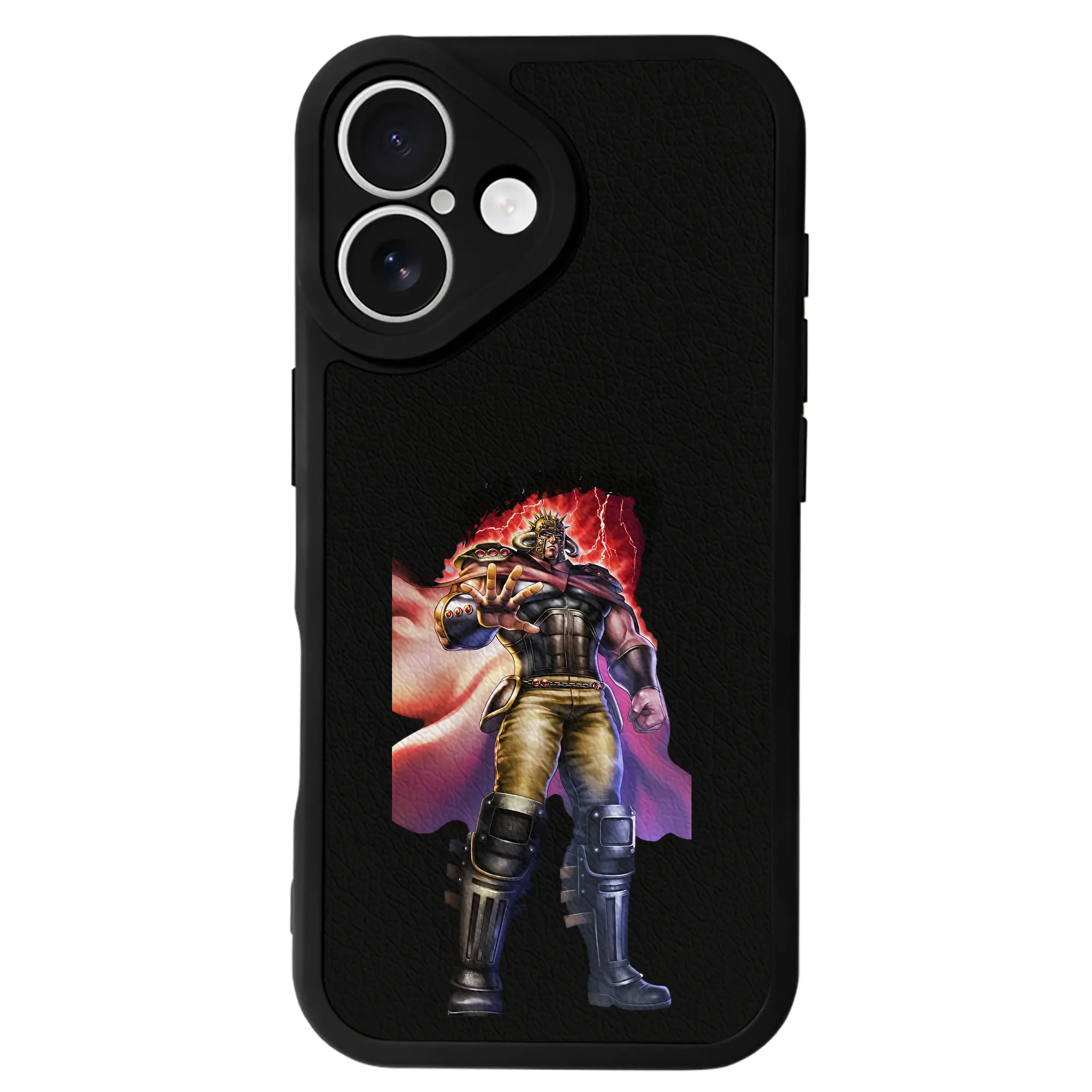 北斗の拳 グッズ,ラオウ - IPhone 16シリーズ対応 ・ シリコンスマホケース ・ レザー調 ・ 高精度フィット ・ 耐衝撃 ・ ワイヤレス充電対応 ・ 精密カット